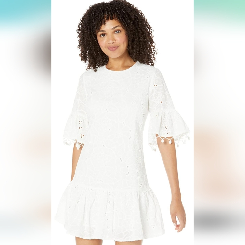 BCBGMaxAzria White Floral Embroidered Dress XS